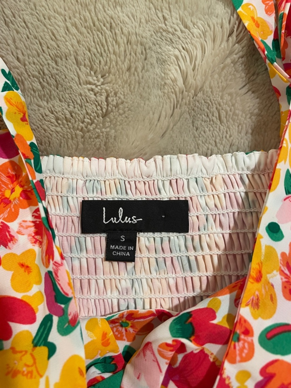 Lulu's Floral Tie-Shoulder Crop Top with Cutout - Picture 2 of 5